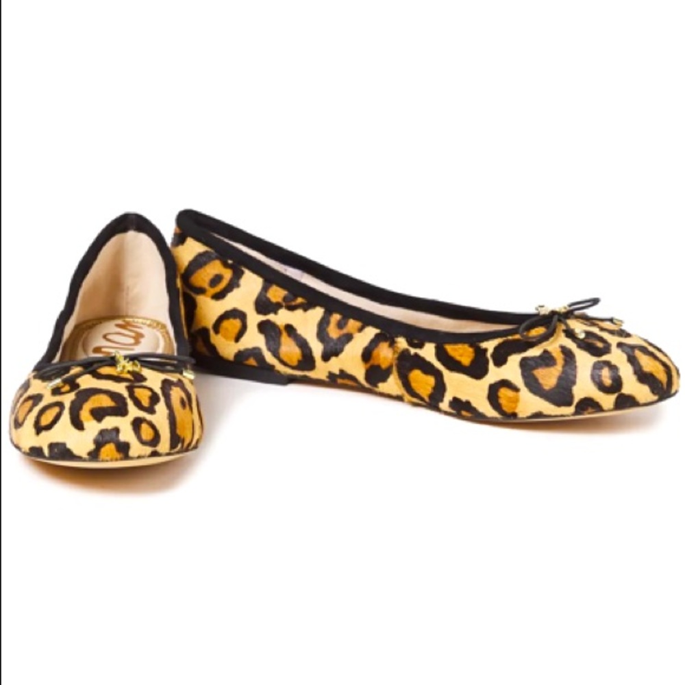 SAM EDELMAN Felicia leopard-print calf hair ballet flats